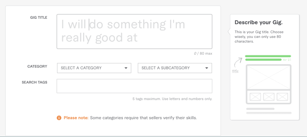 Fiverr Gig Entry Page