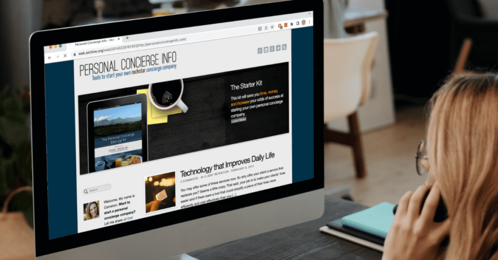 Computer screen with website showing