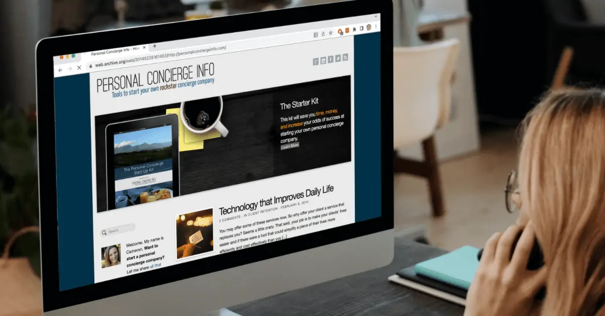 Computer screen with website showing