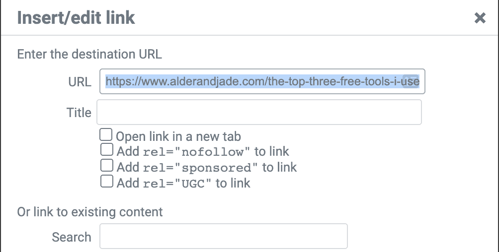 link options with Elementor