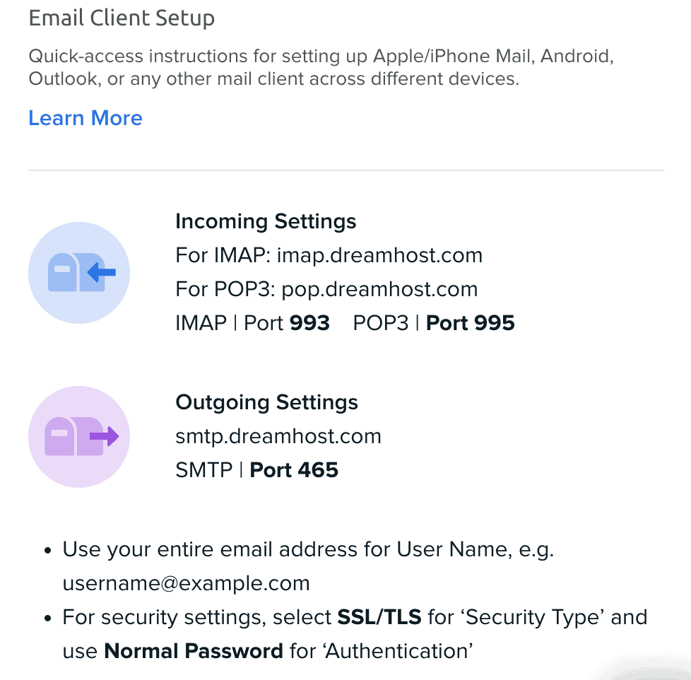 DreamHost Email Set-Up