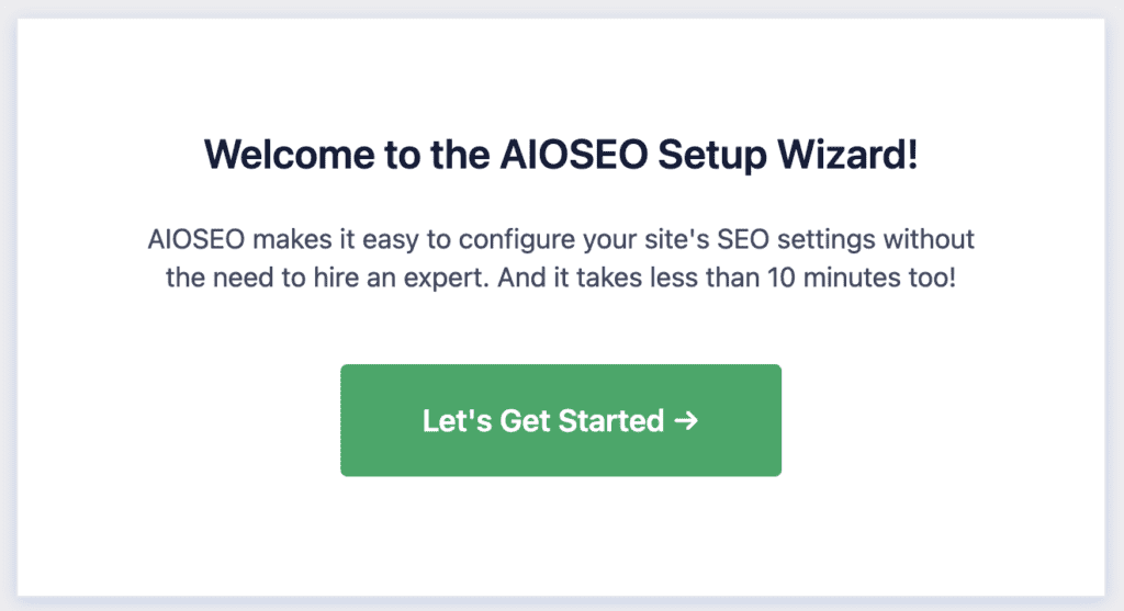 All In One SEO Setup Wizard